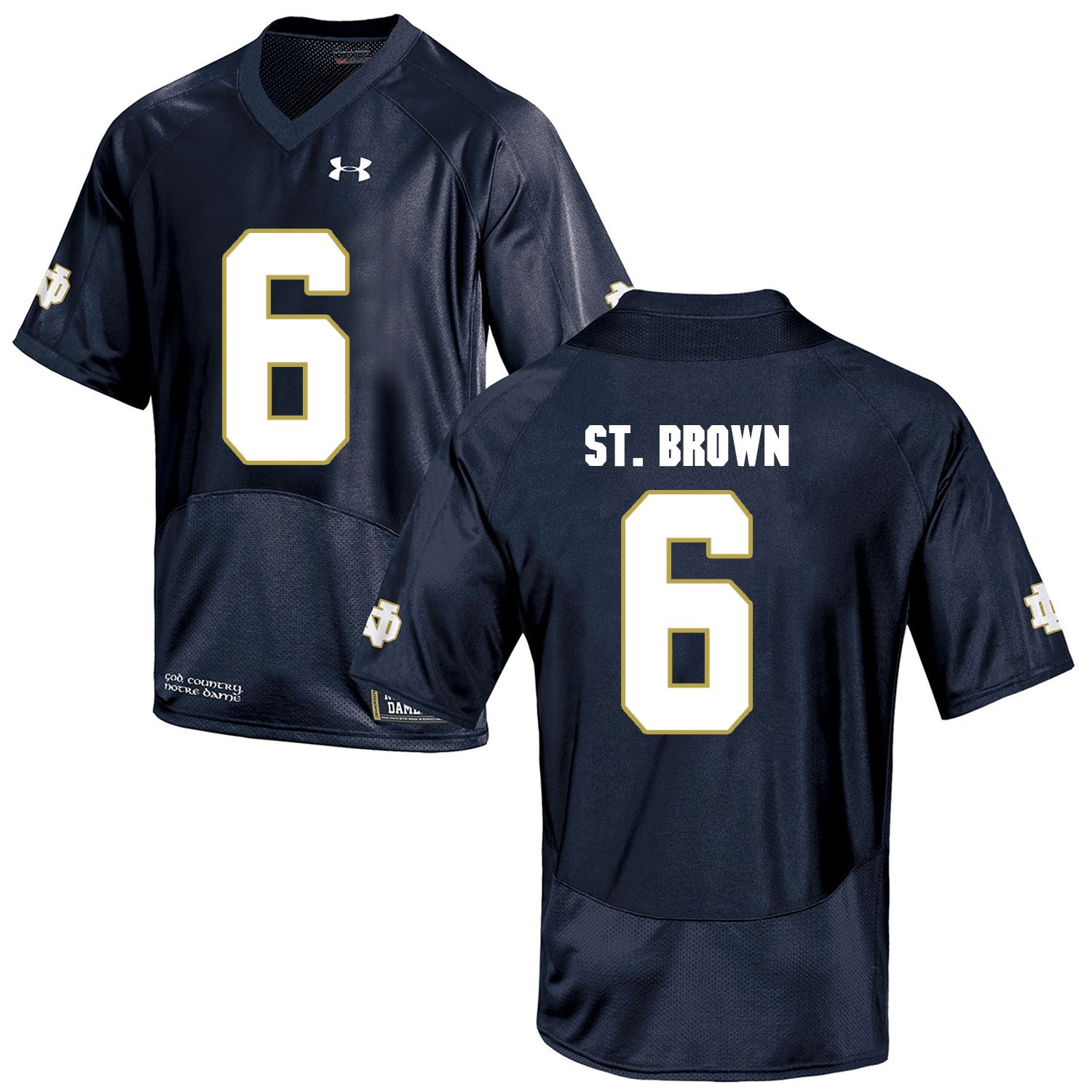 Men Norte Dame Fighting Irish 6 St.Brown Navy Blue Customized NCAA Jerseys